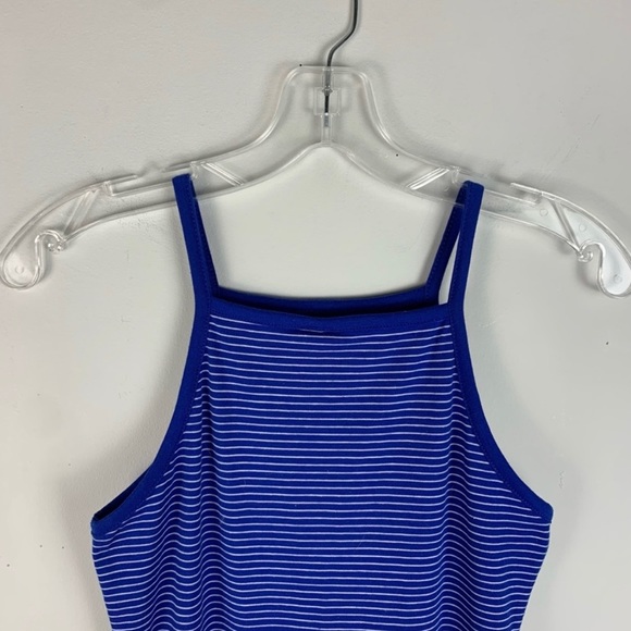 Cotton On Royal Blue Pinstripe High Halter Neck Bodycon Dress - Picture 5 of 5